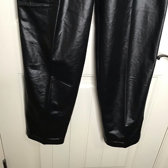 NWT Vintage Dead Stock Leather Look Polyester Black High Rise Pants. - Picture 5 of 9